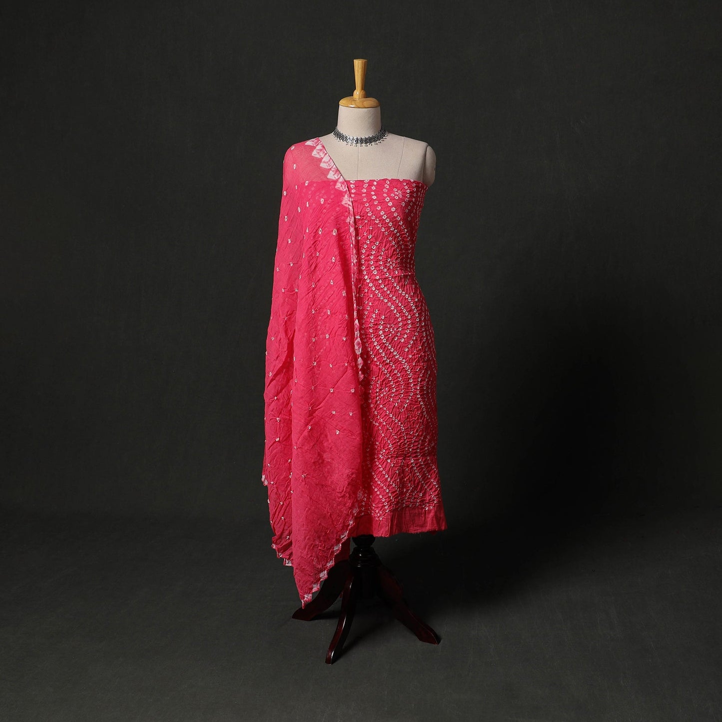 Kutch tie-dye satin cotton bandhani 3pc unstitched dress