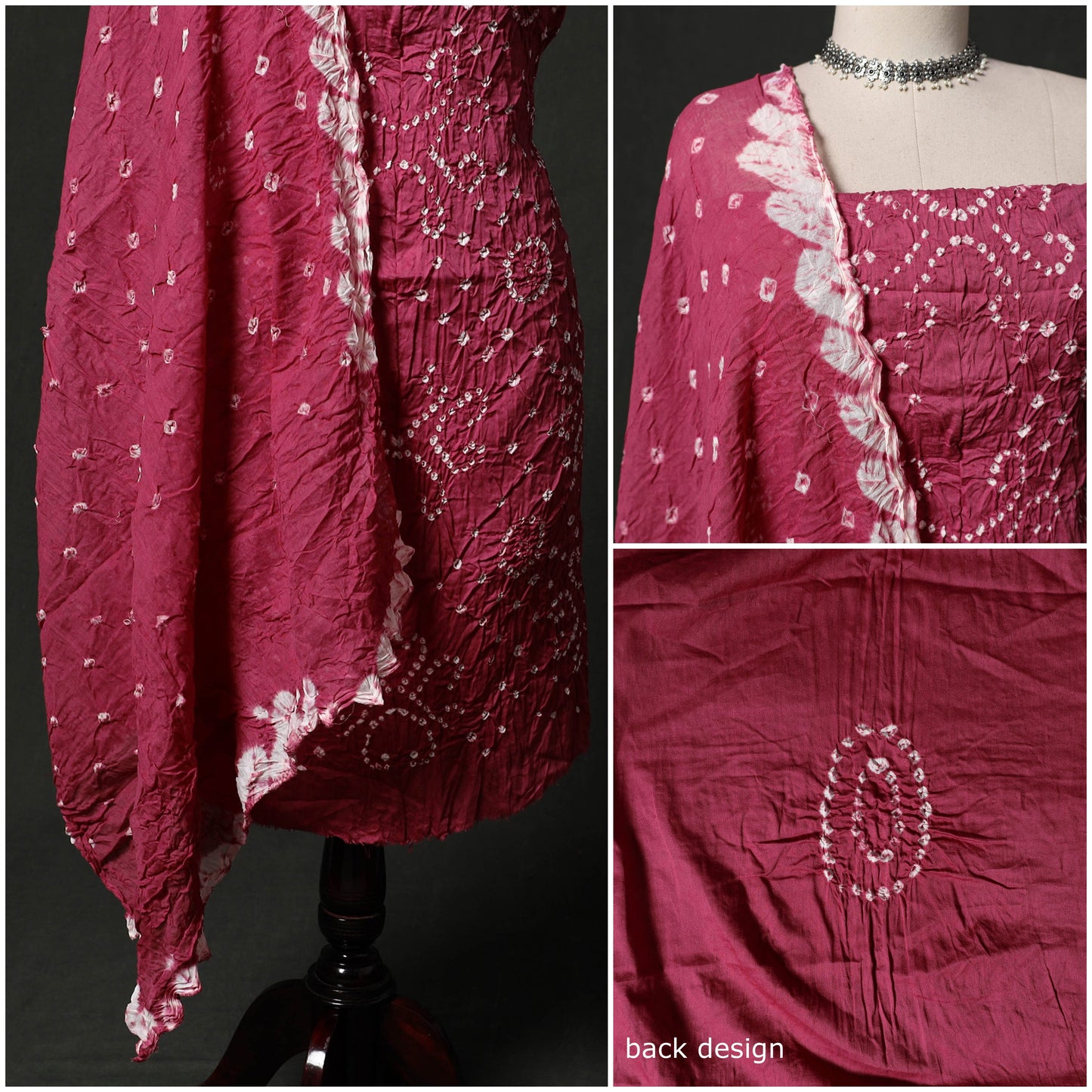 Kutch tie-dye satin cotton bandhani 3pc unstitched dress
