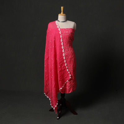 Kutch tie-dye satin cotton bandhani 3pc unstitched dress