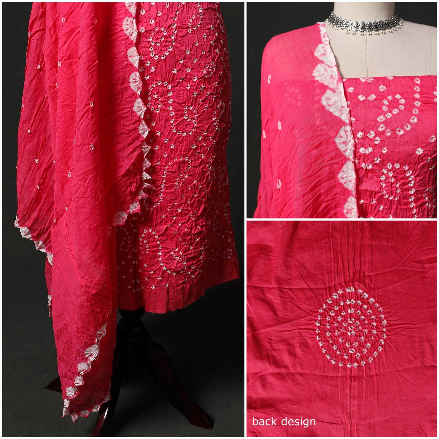 Kutch tie-dye satin cotton bandhani 3pc unstitched dress