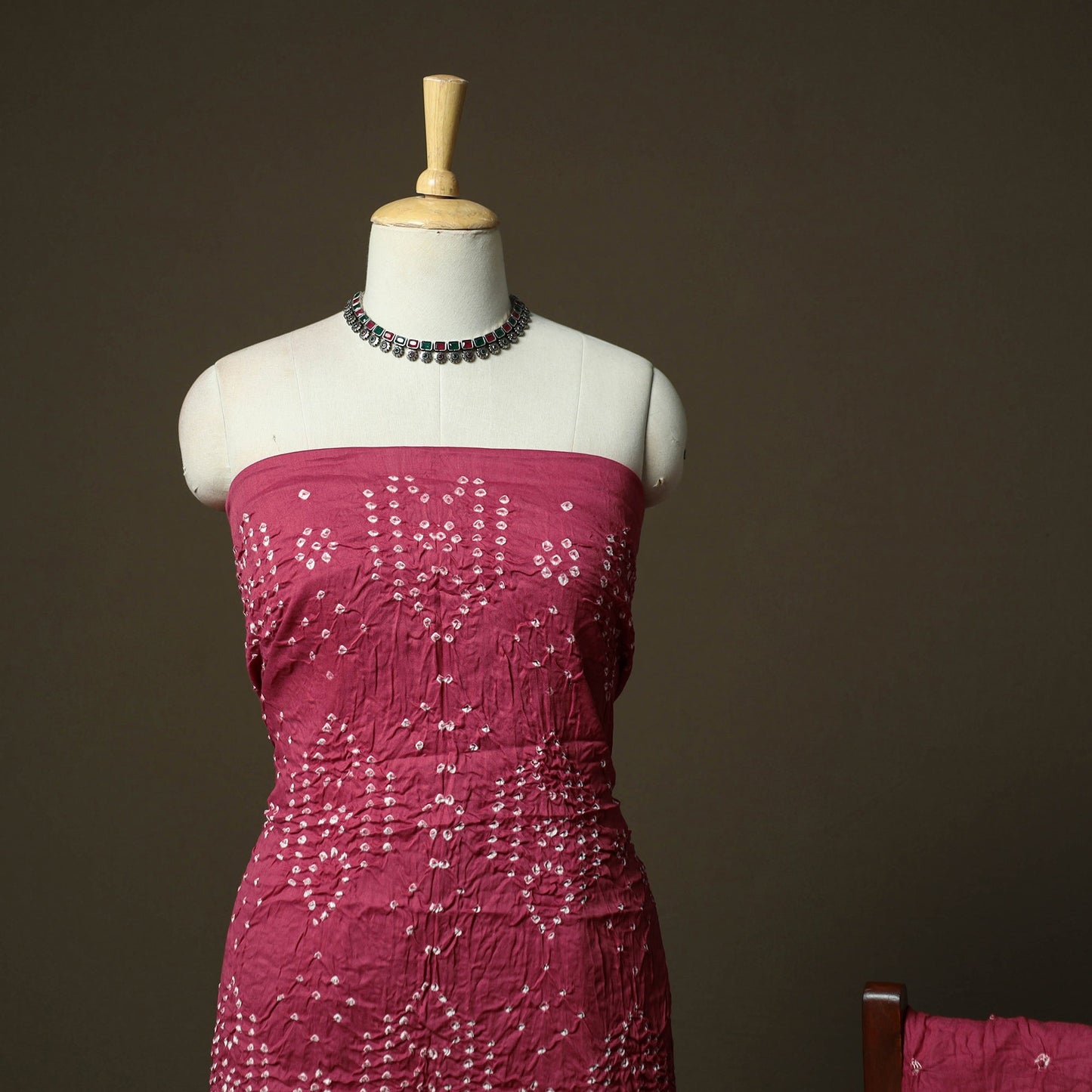 Kutch tie-dye satin cotton bandhani 3pc unstitched dress