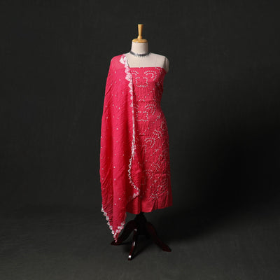 Kutch tie-dye satin cotton bandhani 3pc unstitched dress
