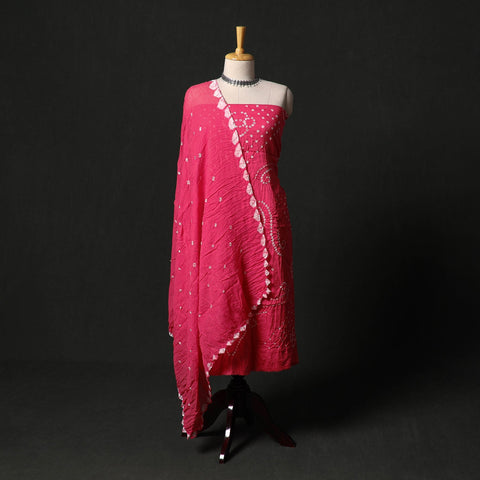 Kutch tie-dye satin cotton bandhani 3pc unstitched dress