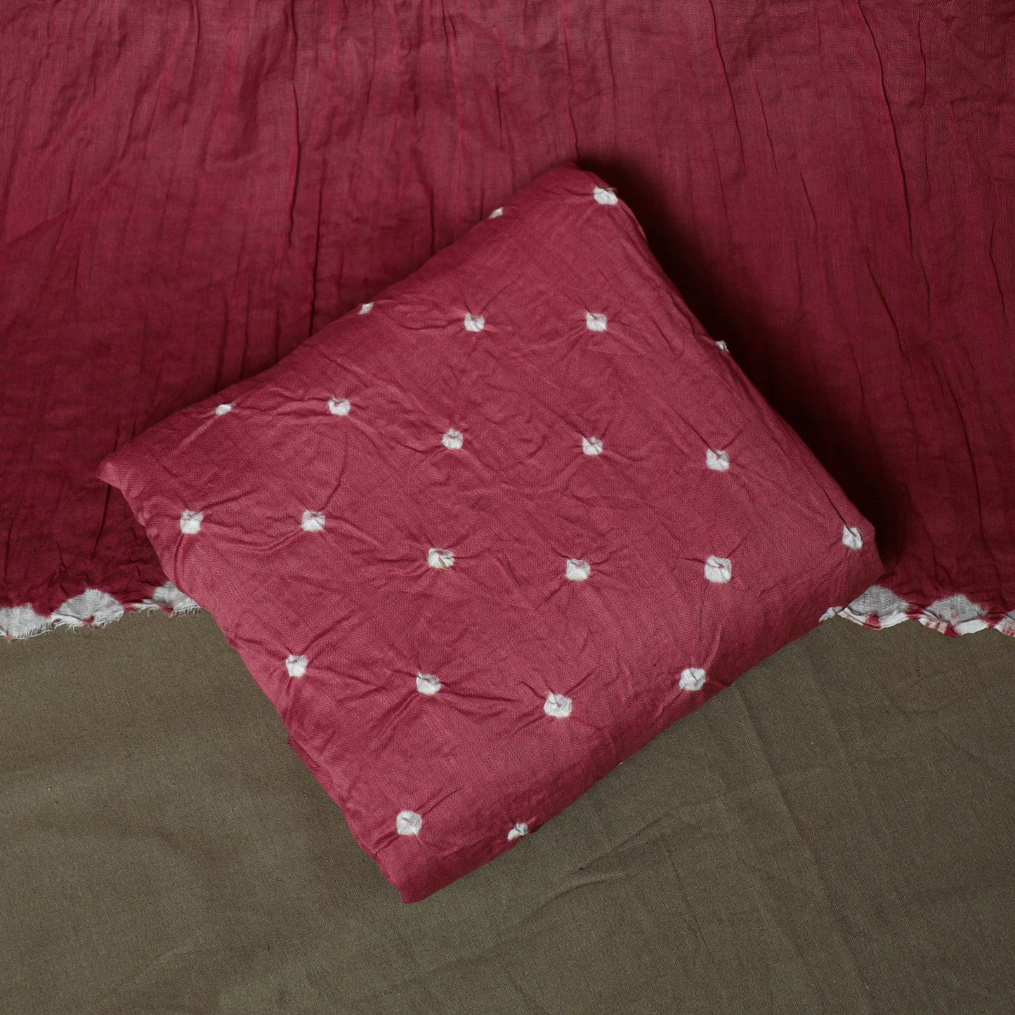 Kutch tie-dye satin cotton bandhani 3pc unstitched dress