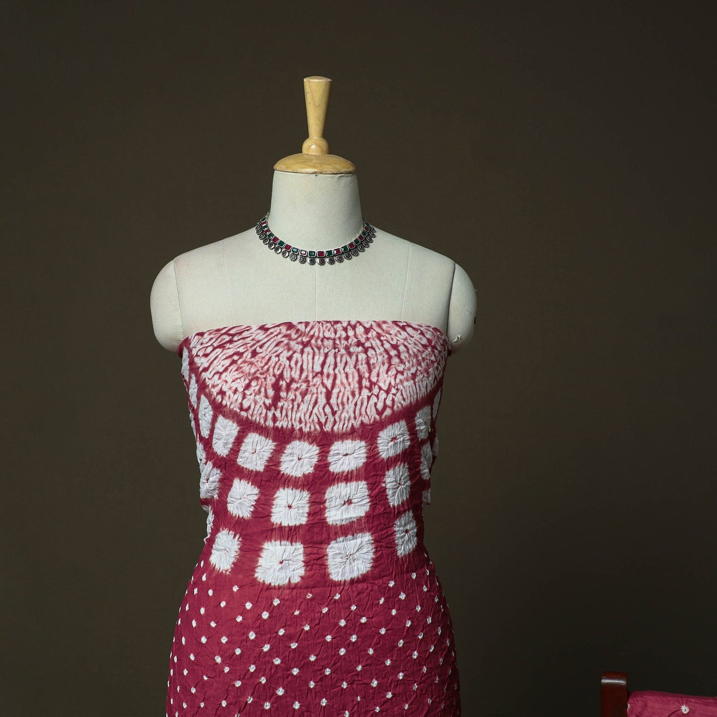 Kutch tie-dye satin cotton bandhani 3pc unstitched dress