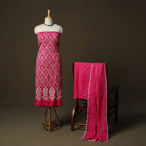 Kutch tie-dye satin cotton bandhani 3pc unstitched dress