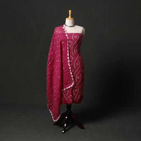 Kutch tie-dye satin cotton bandhani 3pc unstitched dress