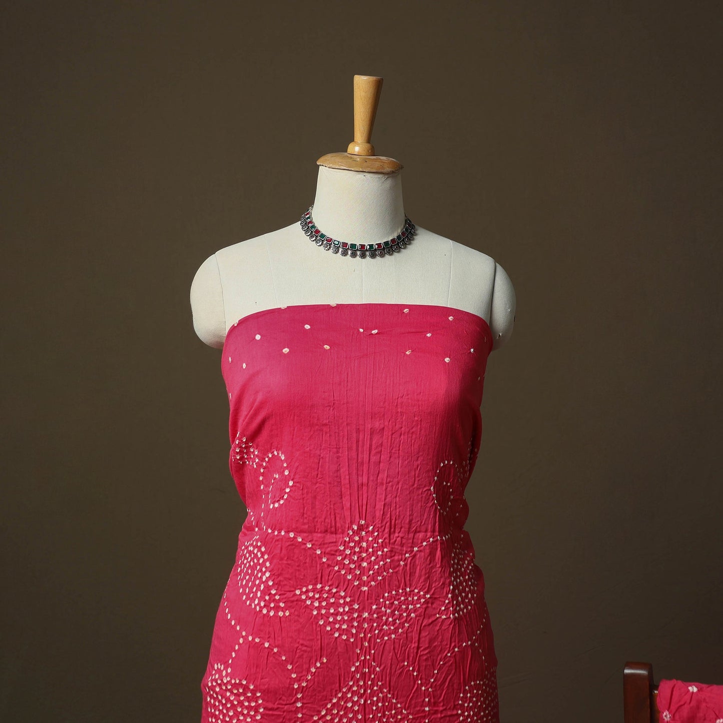 Kutch tie-dye satin cotton bandhani 3pc unstitched dress