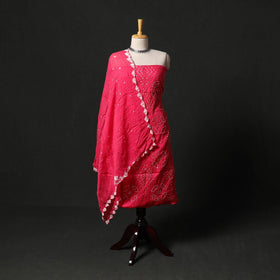 Kutch tie-dye satin cotton bandhani 3pc unstitched dress