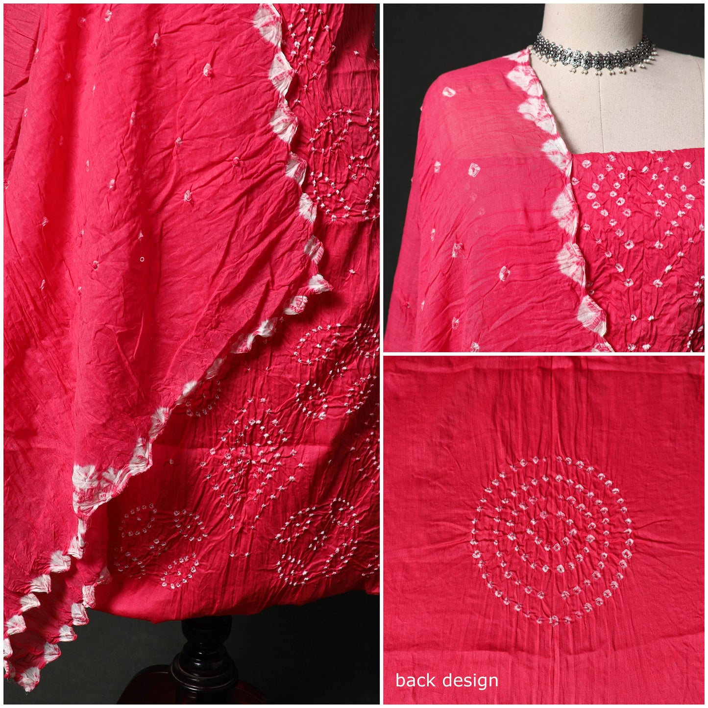 Kutch tie-dye satin cotton bandhani 3pc unstitched dress