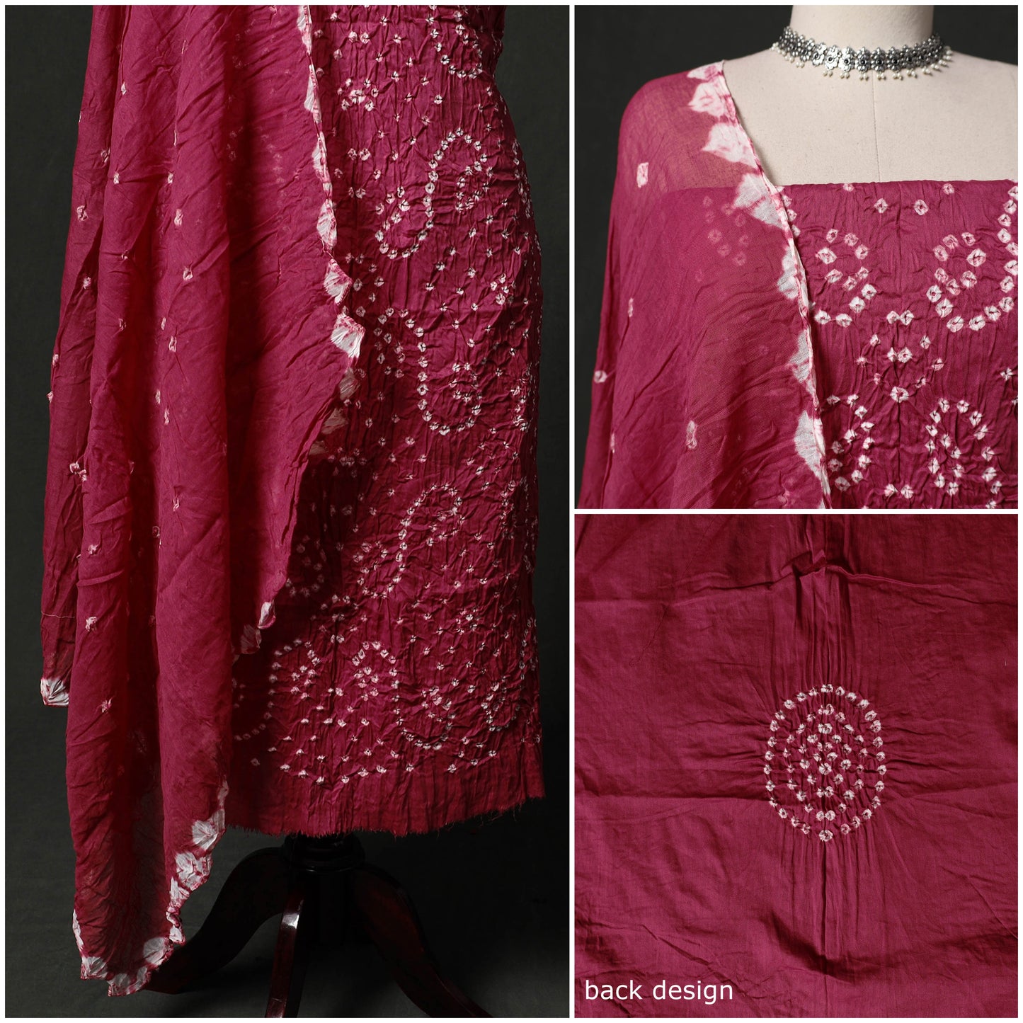 Kutch tie-dye satin cotton bandhani 3pc unstitched dress