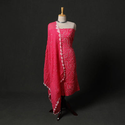 Kutch tie-dye satin cotton bandhani 3pc unstitched dress
