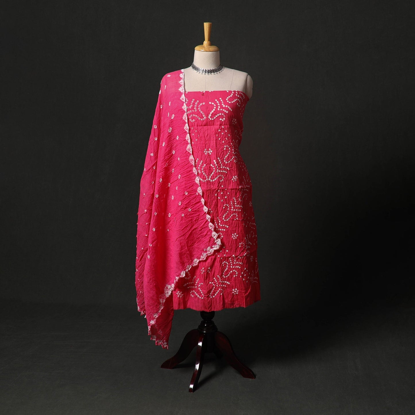 Kutch tie-dye satin cotton bandhani 3pc unstitched dress