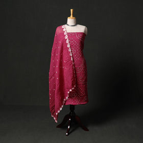 Kutch tie-dye satin cotton bandhani 3pc unstitched dress