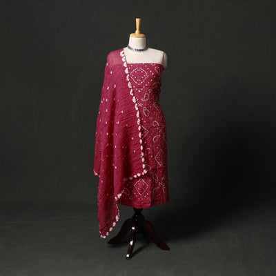 Kutch tie-dye satin cotton bandhani 3pc unstitched dress