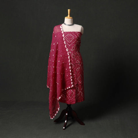 Kutch tie-dye satin cotton bandhani 3pc unstitched dress