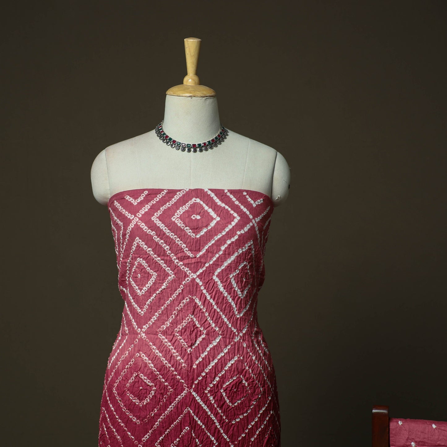 Kutch tie-dye satin cotton bandhani 3pc unstitched dress