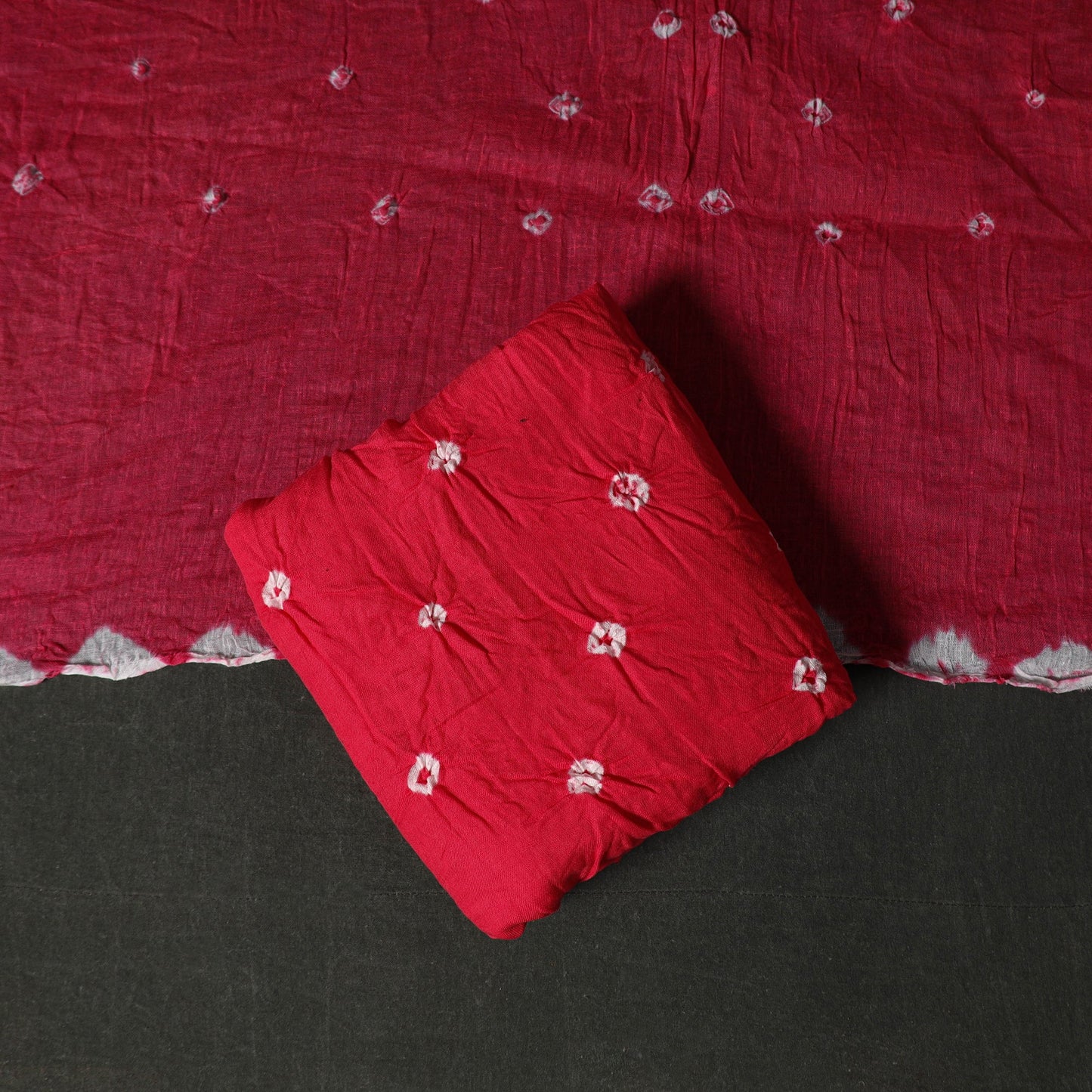 Kutch tie-dye satin cotton bandhani 3pc unstitched dress