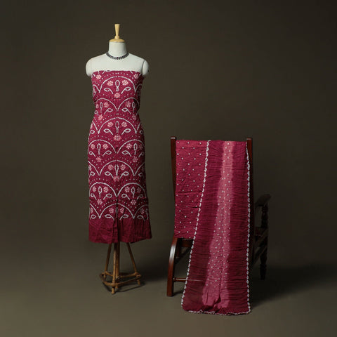 Kutch tie-dye satin cotton bandhani 3pc unstitched dress