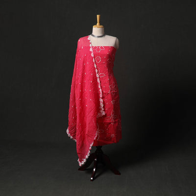 Kutch tie-dye satin cotton bandhani 3pc unstitched dress