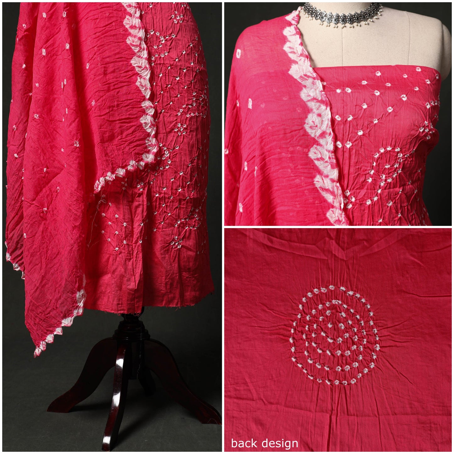 Kutch tie-dye satin cotton bandhani 3pc unstitched dress