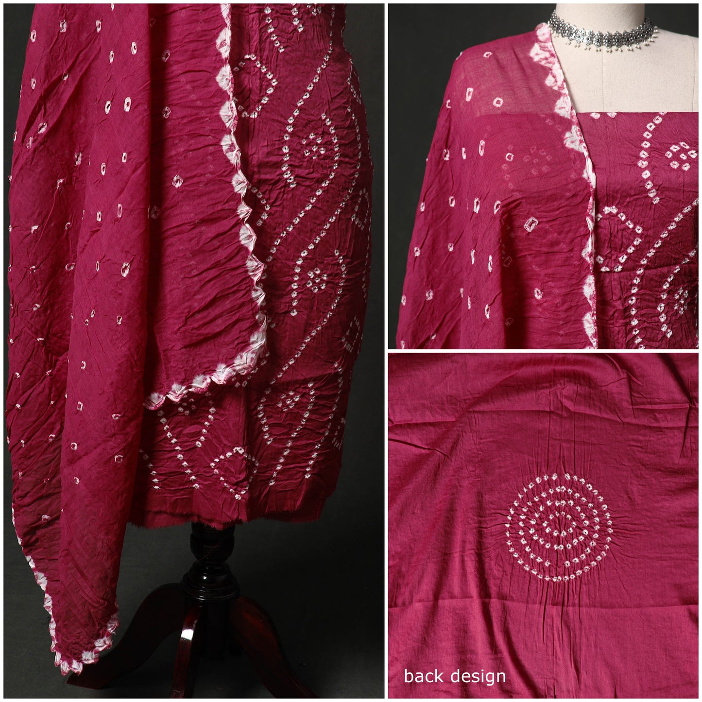 Kutch tie-dye satin cotton bandhani 3pc unstitched dress