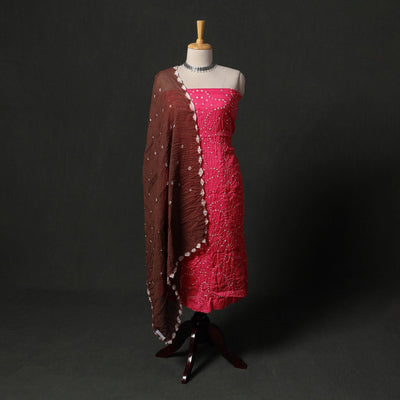 Kutch tie-dye satin cotton bandhani 3pc unstitched dress