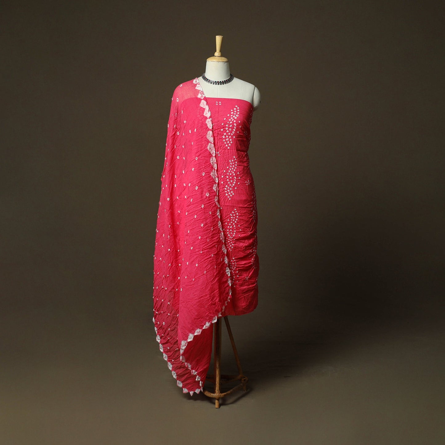 Kutch tie-dye satin cotton bandhani 3pc unstitched dress