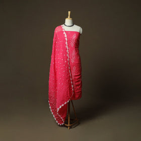Kutch tie-dye satin cotton bandhani 3pc unstitched dress