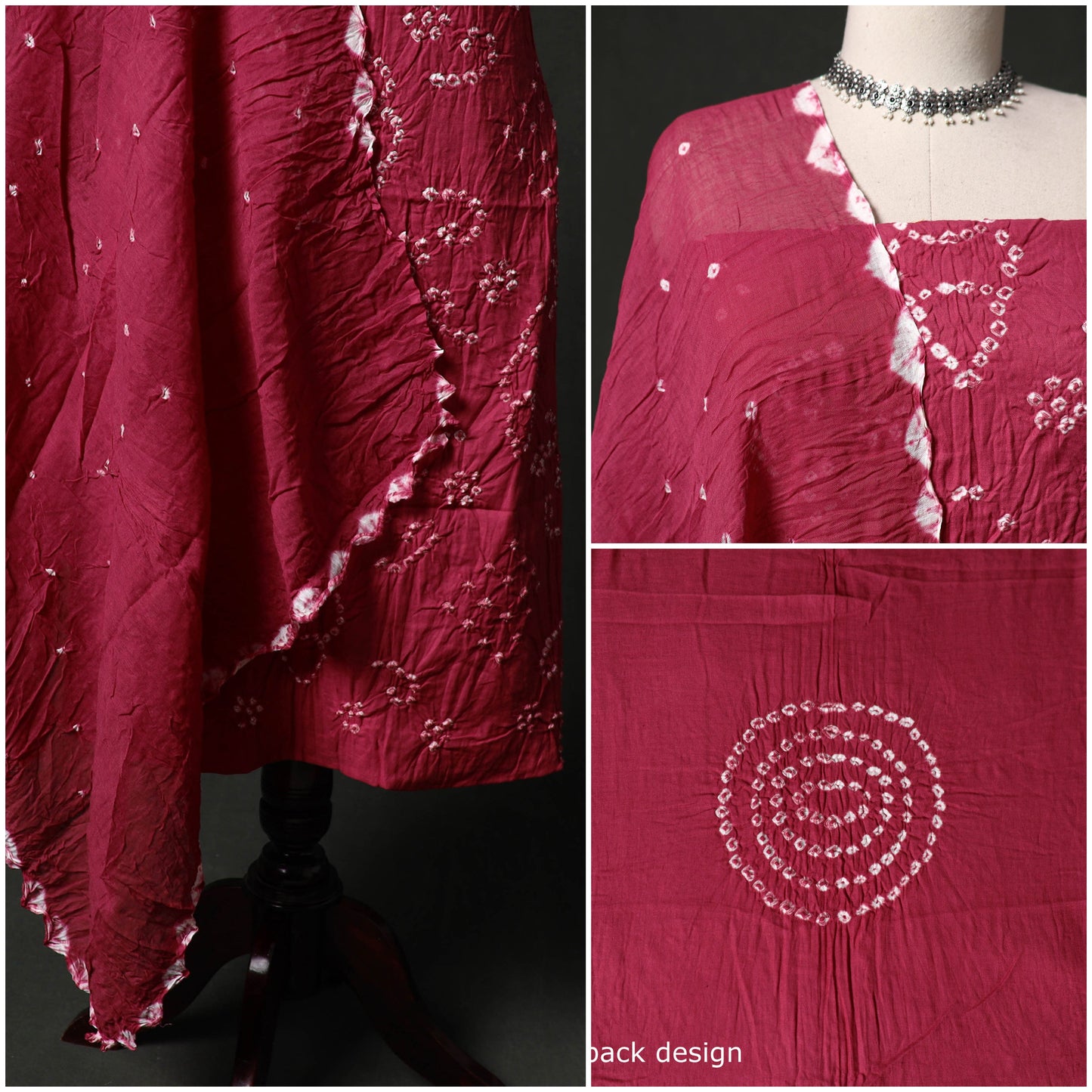 Kutch tie-dye satin cotton bandhani 3pc unstitched dress