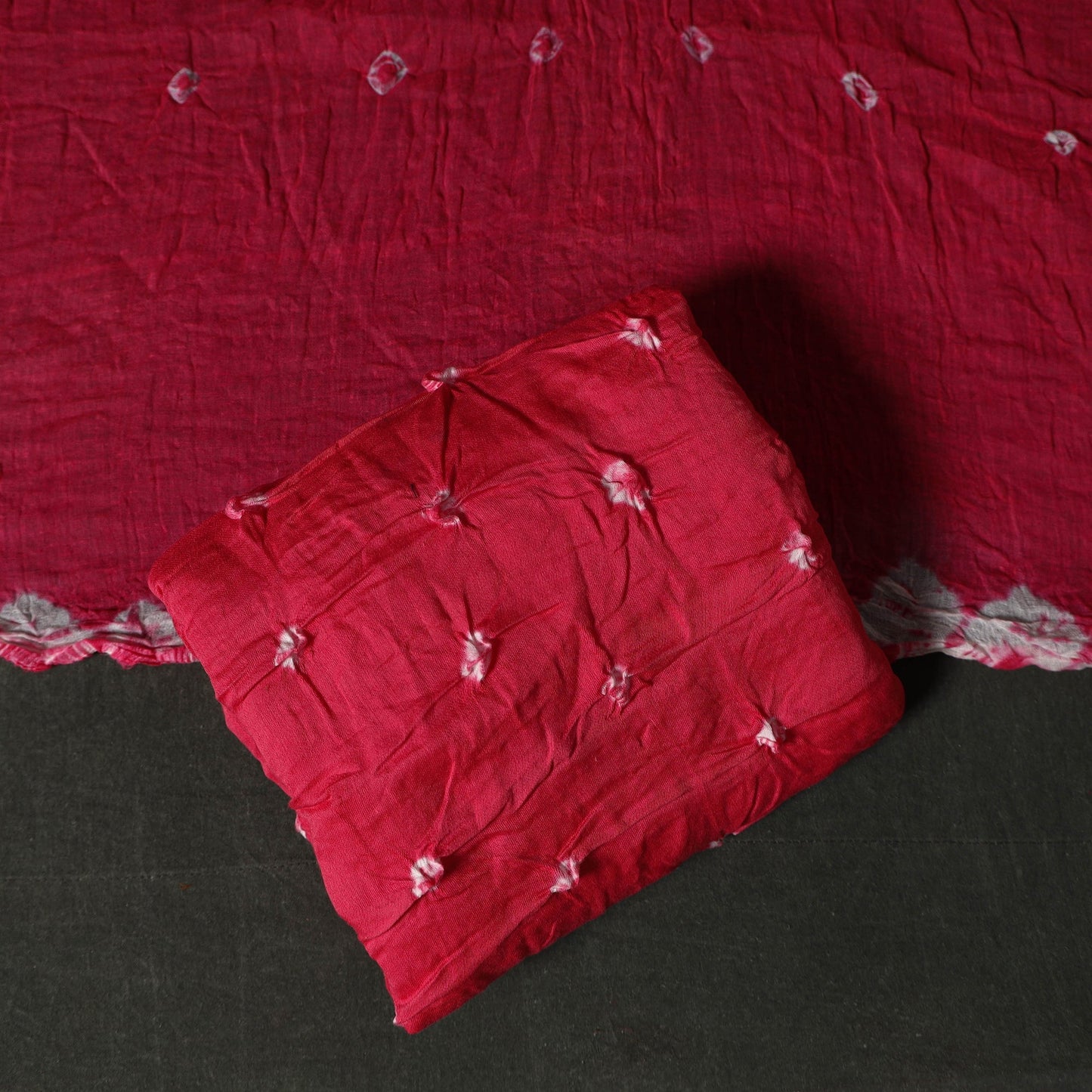 Kutch tie-dye satin cotton bandhani 3pc unstitched dress