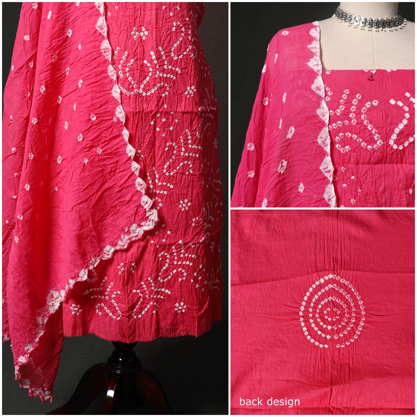 Kutch tie-dye satin cotton bandhani 3pc unstitched dress