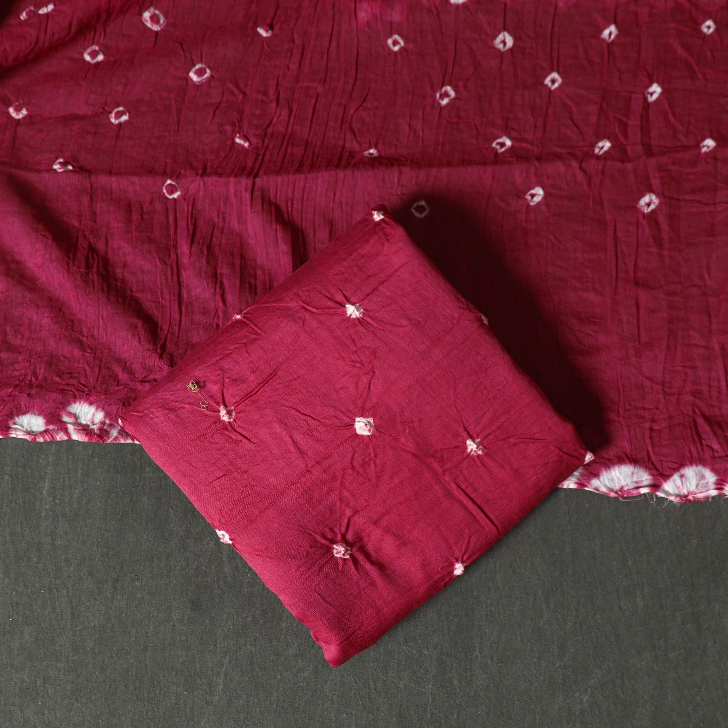 Kutch tie-dye satin cotton bandhani 3pc unstitched dress