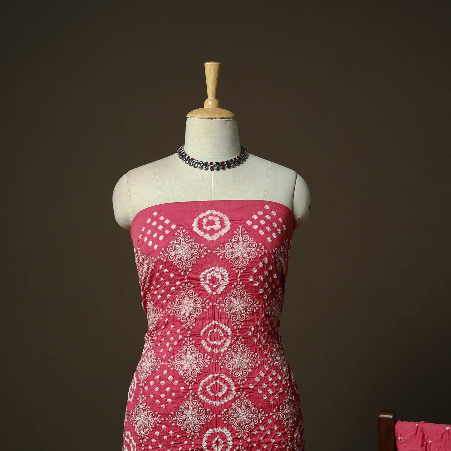 Kutch tie-dye satin cotton bandhani 3pc unstitched dress
