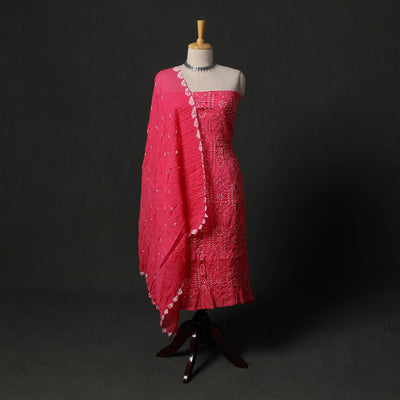Kutch tie-dye satin cotton bandhani 3pc unstitched dress