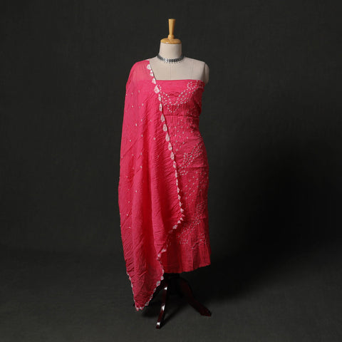 Kutch tie-dye satin cotton bandhani 3pc unstitched dress