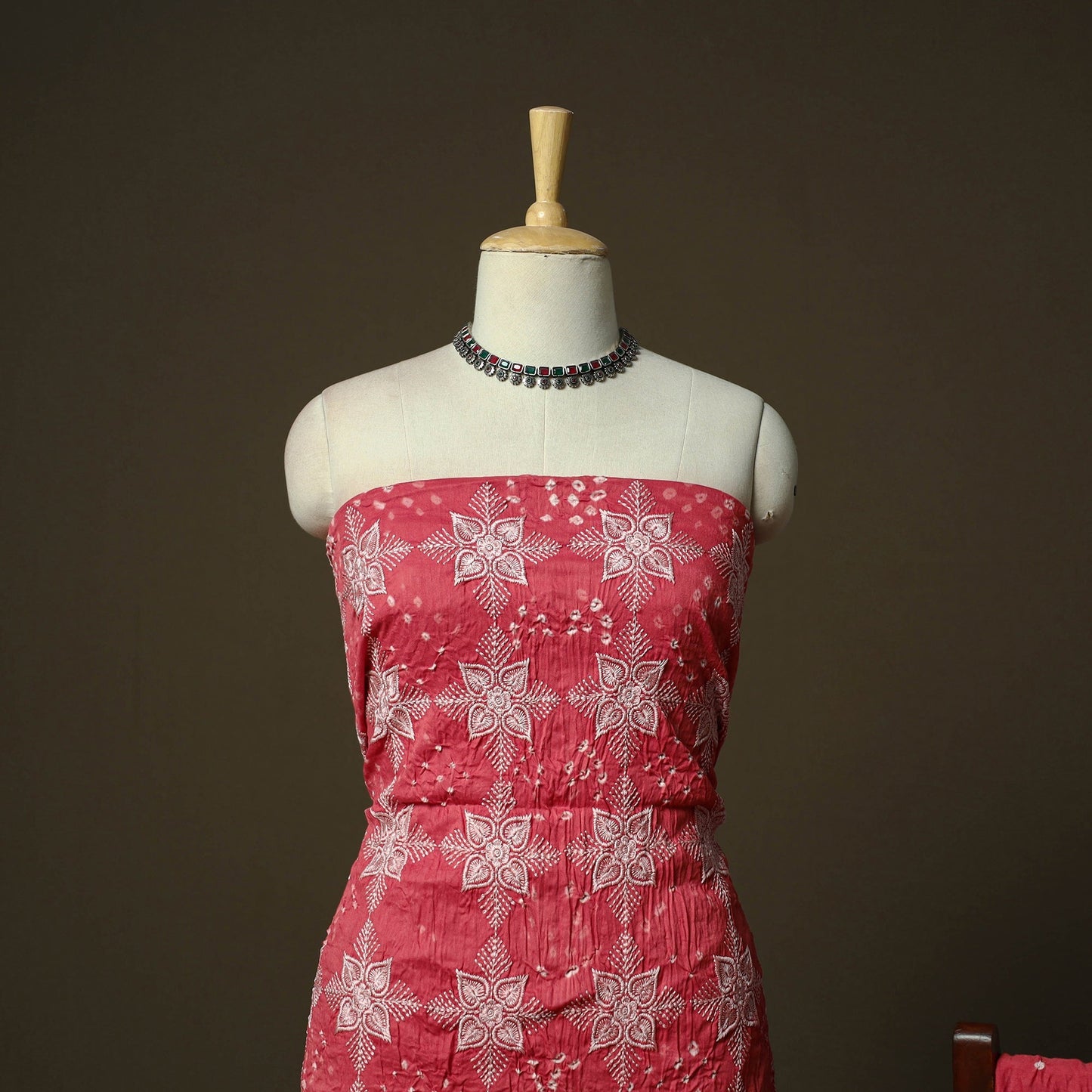 Kutch tie-dye satin cotton bandhani 3pc unstitched dress