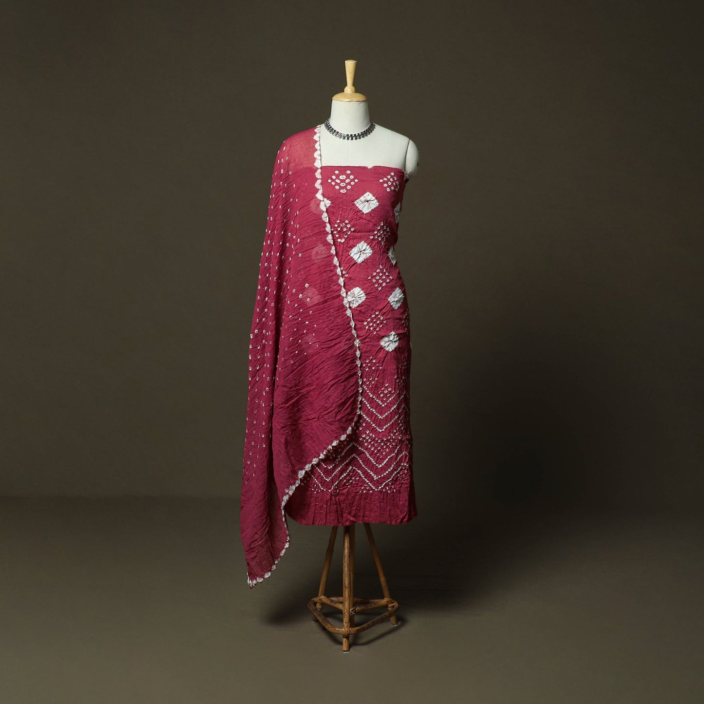 Kutch tie-dye satin cotton bandhani 3pc unstitched dress