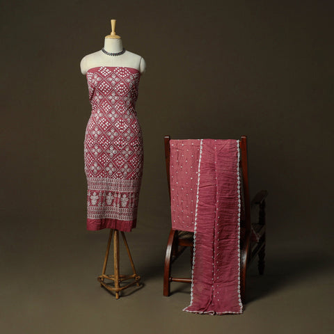 Kutch tie-dye satin cotton bandhani 3pc unstitched dress