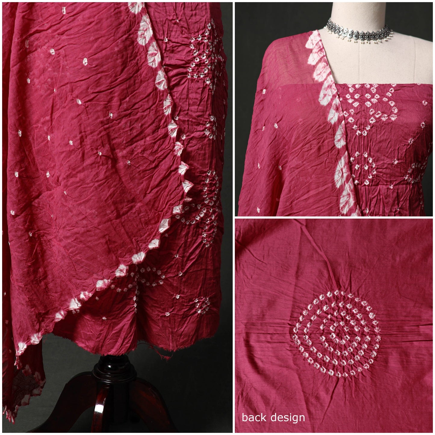 Kutch tie-dye satin cotton bandhani 3pc unstitched dress