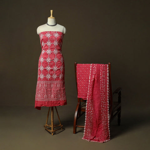 Kutch tie-dye satin cotton bandhani 3pc unstitched dress