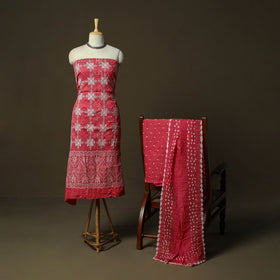 Kutch tie-dye satin cotton bandhani 3pc unstitched dress