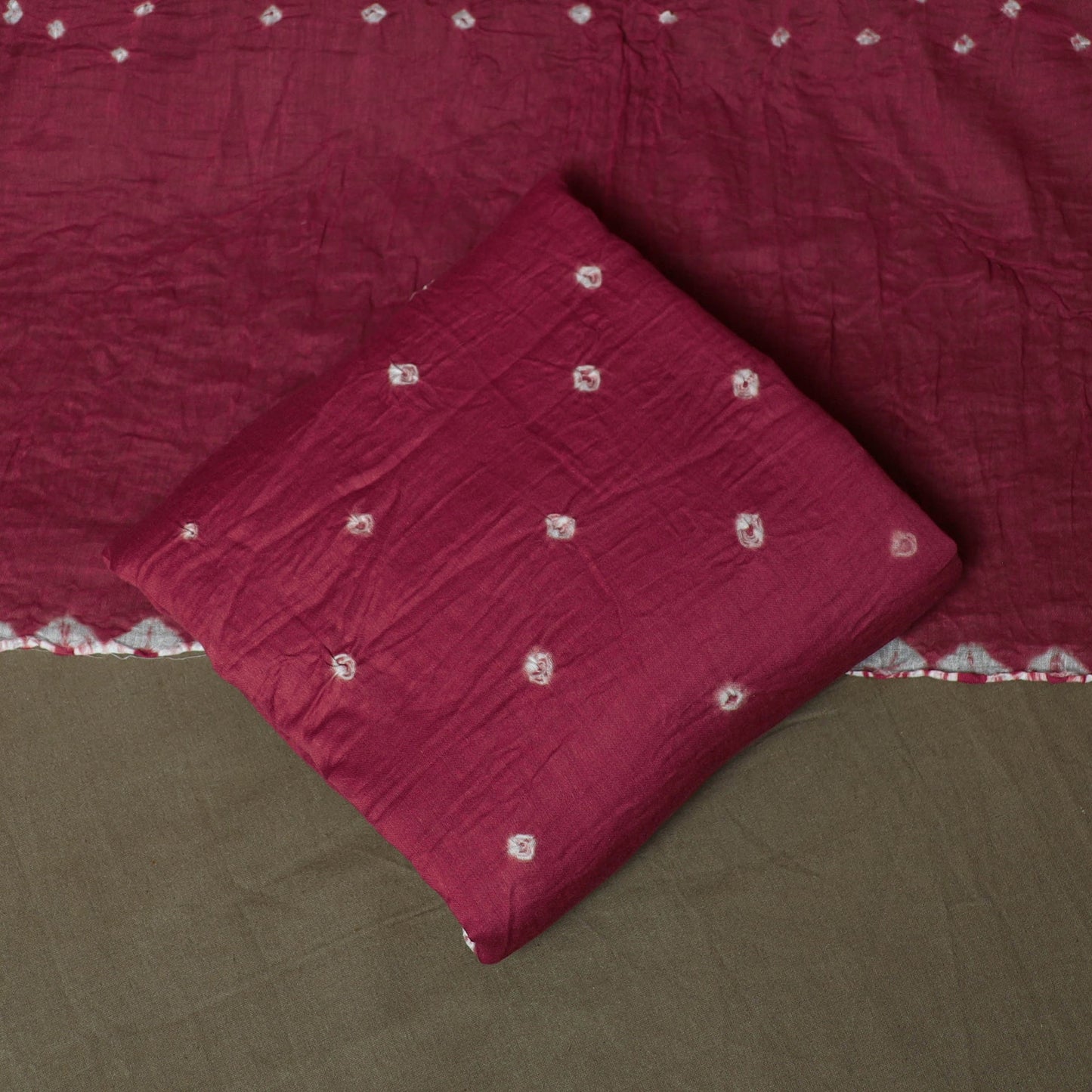 Kutch tie-dye satin cotton bandhani 3pc unstitched dress