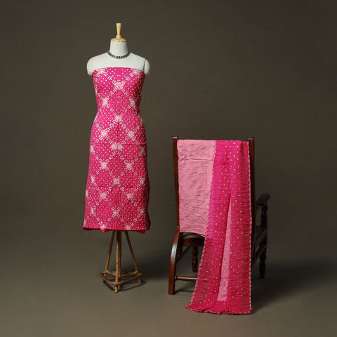 Kutch tie-dye satin cotton bandhani 3pc unstitched dress