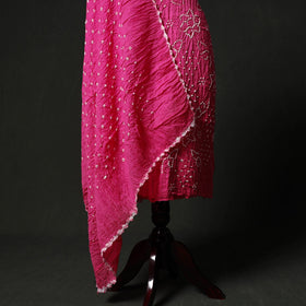 Kutch tie-dye satin cotton bandhani 3pc unstitched dress