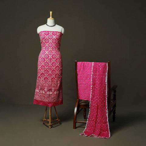 Kutch tie-dye satin cotton bandhani mirror work 3pc