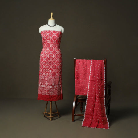 Kutch tie-dye satin cotton bandhani mirror work 3pc