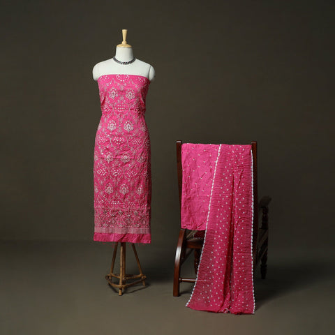 Kutch tie-dye satin cotton bandhani sequin work 3pc