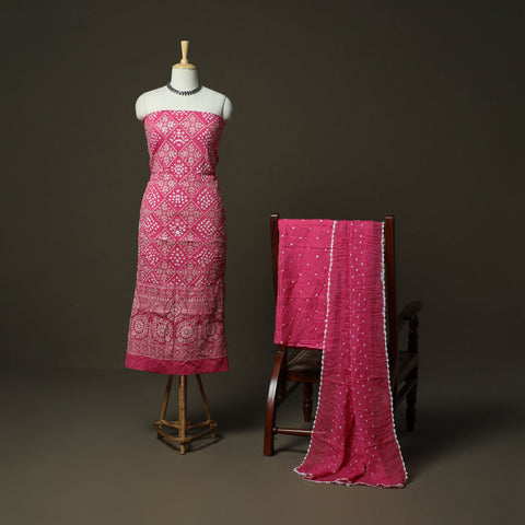 Kutch tie-dye satin cotton bandhani sequin work 3pc