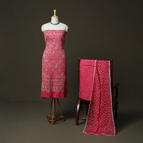 Kutch tie-dye satin cotton bandhani sequin work 3pc